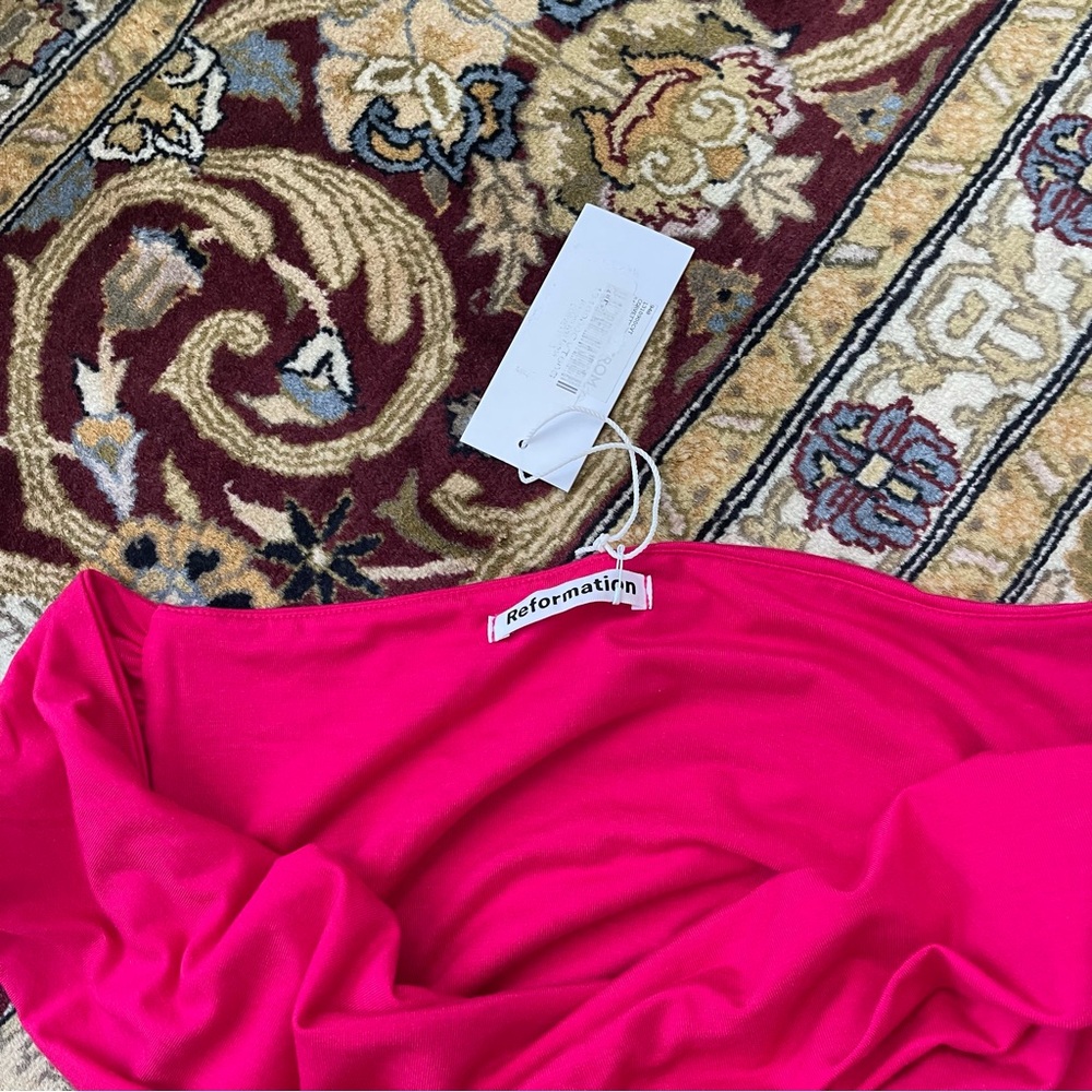 Reformation Ruched Pink Dress NWT - Picture 9 of 9